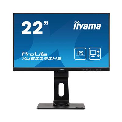 22"Black LED Monitor Full HD Speakers Height Adjustable VGA DisplayPort and HDMI